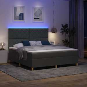 LED box pružinová postel s čelo Tmavě šedá 180 x 200 cm textil - obrázek 5