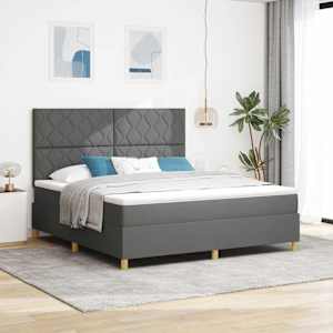 LED box pružinová postel s čelo Tmavě šedá 180 x 200 cm textil - obrázek 1