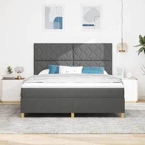 LED box pružinová postel s čelo Tmavě šedá 180 x 200 cm textil - obrázek 4