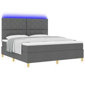LED box pružinová postel s čelo Tmavě šedá 180 x 200 cm textil - obrázek 3