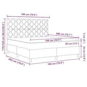 LED box pružinová postel s čelo Tmavě šedá 180 x 200 cm textil - obrázek 14