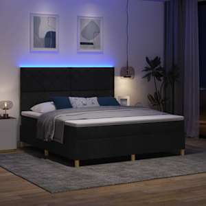 LED box pružinová postel s čelo Černá 180 x 200 cm textil - obrázek 5