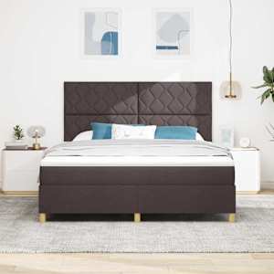 LED box pružinová postel s čelo Tmavě hnědá 180 x 200 cm textil - obrázek 4
