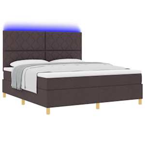 LED box pružinová postel s čelo Tmavě hnědá 180 x 200 cm textil - obrázek 3