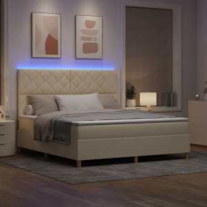 LED box pružinová postel s čelo Krémová 180 x 200 cm textil - obrázek 5