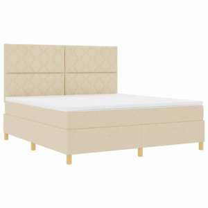 LED box pružinová postel s čelo Krémová 180 x 200 cm textil - obrázek 6