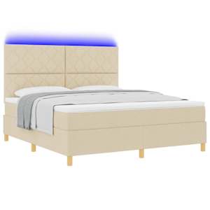 LED box pružinová postel s čelo Krémová 180 x 200 cm textil - obrázek 3