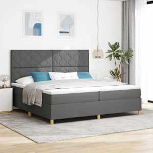 LED box pružinová postel s čelo Tmavě šedá 200 x 200 cm textil - obrázek 1