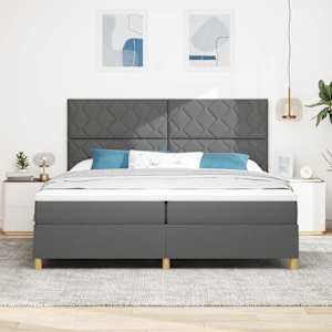 LED box pružinová postel s čelo Tmavě šedá 200 x 200 cm textil - obrázek 4