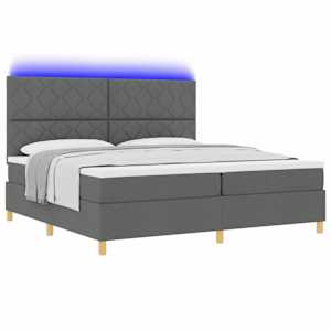 LED box pružinová postel s čelo Tmavě šedá 200 x 200 cm textil - obrázek 3