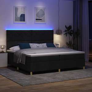 LED box pružinová postel s čelo Černá 200 x 200 cm textil - obrázek 5