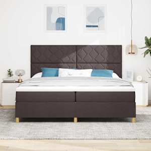 LED box pružinová postel s čelo Tmavě hnědá 200 x 200 cm textil - obrázek 4