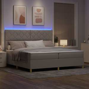 LED box pružinová postel s čelo Taupe 200 x 200 cm textil - obrázek 5