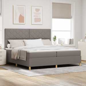 LED box pružinová postel s čelo Taupe 200 x 200 cm textil - obrázek 1
