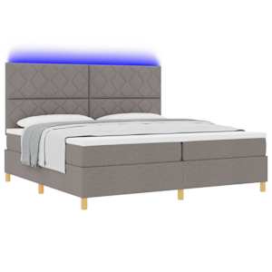LED box pružinová postel s čelo Taupe 200 x 200 cm textil - obrázek 3