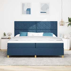 LED box pružinová postel s matrací Modrá 200 x 200 cm textil - obrázek 4