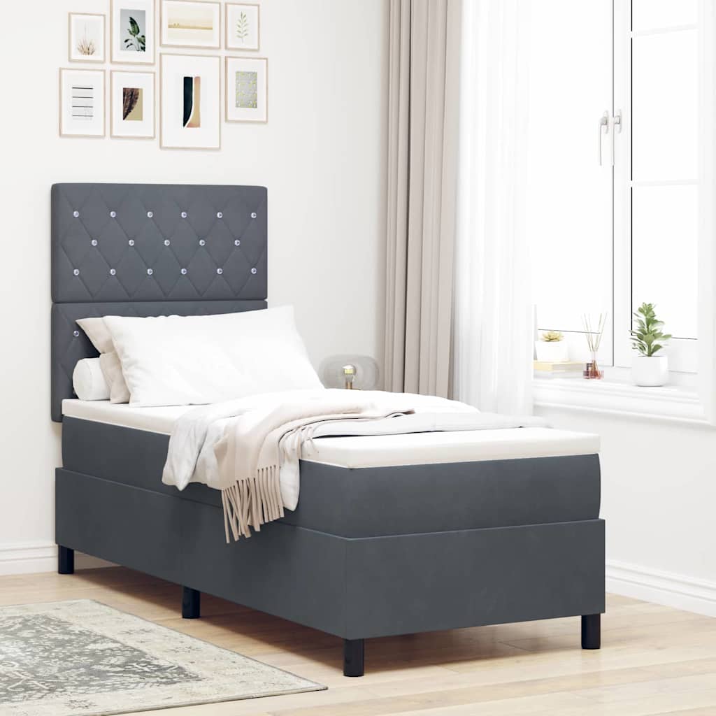 Kasti Vedrustusvoodi Mattress & LED Tume Hall 80x200 cm Samet