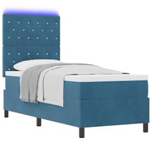 LED box pružinová postel s čelo Tmavě modrá 80 x 200 cm samet - obrázek 3
