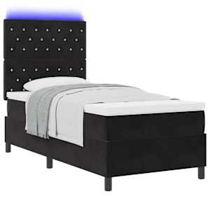 LED box pružinová postel s matrací Černý 90 x 200 cm samet - obrázek 3