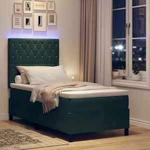 LED box pružinová postel s čelo Tmavě zelená 90 x 200 cm textil - obrázek 4