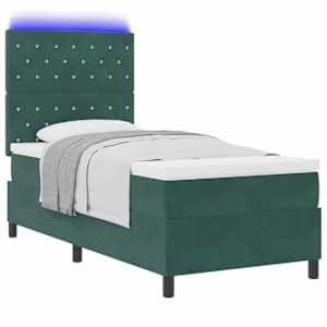 LED box pružinová postel s čelo Tmavě zelená 90 x 200 cm textil - obrázek 3