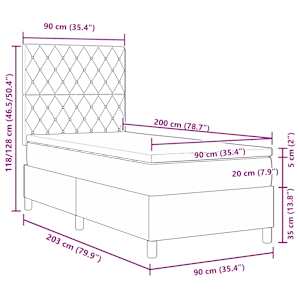 LED box pružinová postel s čelo Tmavě zelená 90 x 200 cm textil - obrázek 13