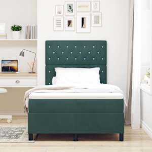 LED box pružinová postel s čelo Tmavě zelená 120 x 200 cm samet - obrázek 4