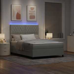 LED box pružinová postel s čelo Světle šedá 140 x 190 cm samet - obrázek 5