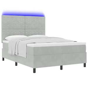 LED box pružinová postel s čelo Světle šedá 140 x 190 cm samet - obrázek 3