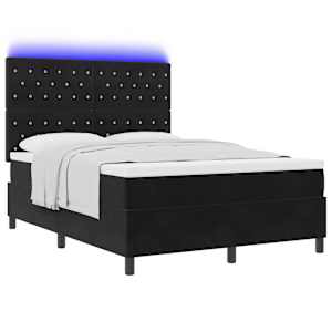 LED box pružinová postel s matrací Černý 140 x 190 cm samet - obrázek 3