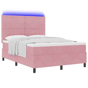 LED box pružinová postel s matrací Růžová 140 x 190 cm samet - obrázek 3