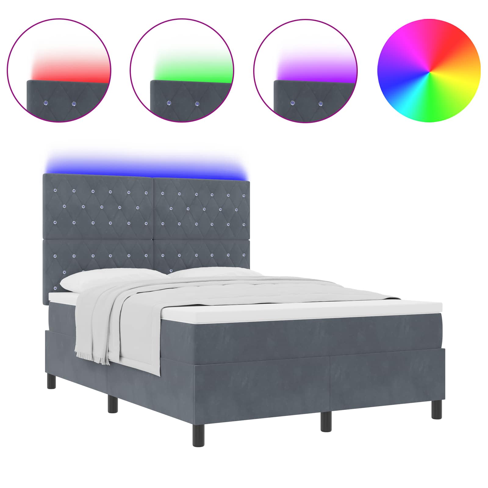 Karbi vedrumadrats madratsiga peaga Tumehall 140 x 200 cm Samet 48 Kõik vajalik sinu aeda ja koju! Karbi vedrumadrats madratsiga peaga Tumehall 140 x 200 cm Samet - Image 2