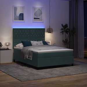 LED box pružinová postel s čelo Tmavě zelená 140 x 200 cm samet - obrázek 5