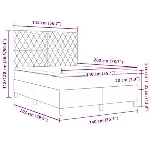 LED box pružinová postel s čelo Tmavě modrá 140 x 200 cm samet - obrázek 14