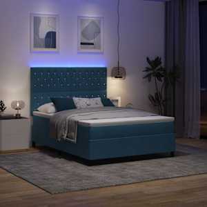 LED box pružinová postel s čelo Tmavě modrá 160 x 200 cm textil - obrázek 5