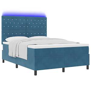 LED box pružinová postel s čelo Tmavě modrá 160 x 200 cm textil - obrázek 3
