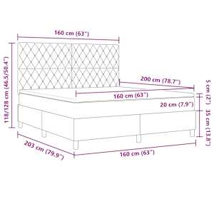 LED box pružinová postel s čelo Tmavě modrá 160 x 200 cm textil - obrázek 14