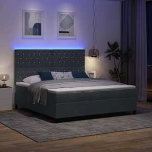 LED box pružinová postel s čelo Tmavě šedá 180 x 200 cm samet - obrázek 5