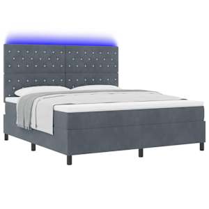 LED box pružinová postel s čelo Tmavě šedá 180 x 200 cm samet - obrázek 3