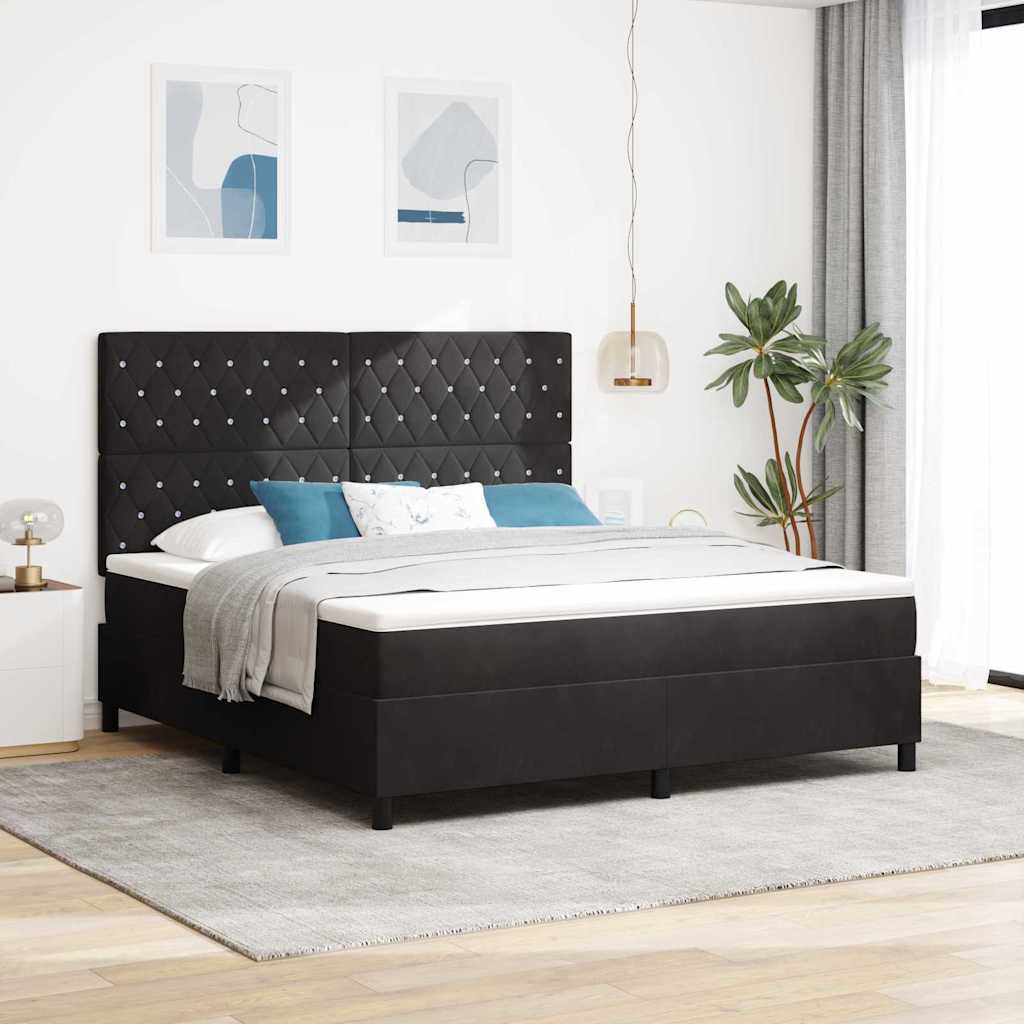 kastvoodi koos madratsi ja LED-valgusega must 180x200 cm samet