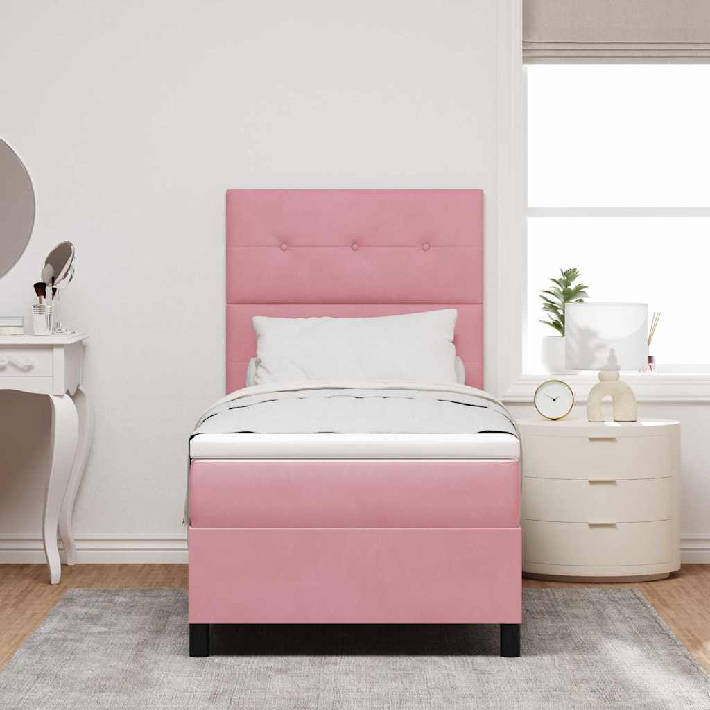 vidaXL Pat cu arcuri cu saltea cu headboard Roz 80 x 200 cm Catifea