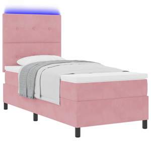LED box pružinová postel s čelo Růžová 80 x 200 cm samet - obrázek 3