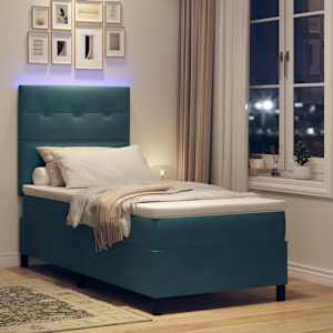 LED box pružinová postel s čelo Tmavě modrá 90 x 190 cm samet - obrázek 5