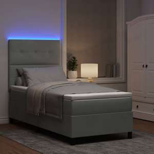 LED box pružinová postel s čelo Světle šedá 90 x 200 cm samet - obrázek 5
