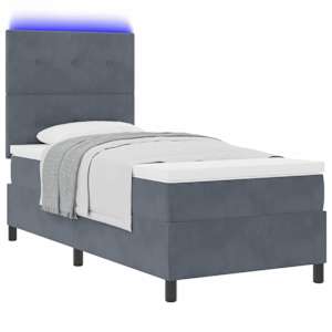 LED box pružinová postel s čelo Tmavě šedá 90 x 200 cm samet - obrázek 3