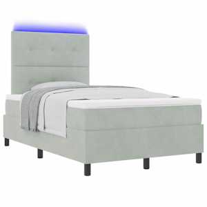 LED box pružinová postel s čelo Světle šedá 120 x 190 cm samet - obrázek 3