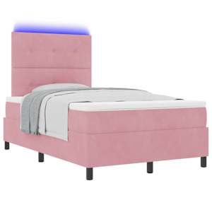 LED box pružinová postel s čelo Růžová 120 x 190 cm samet - obrázek 3
