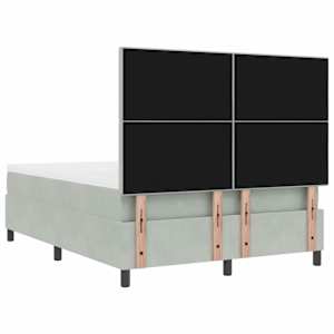 LED box pružinová postel s čelo Světle šedá 140 x 190 cm samet - obrázek 10