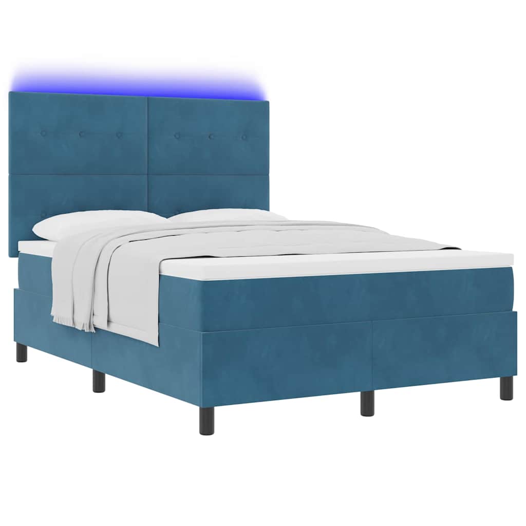 Thumbnail - vidaXL LED Boxspringbett mit Matratze Dunkelblau 140 x 200 cm Stoff