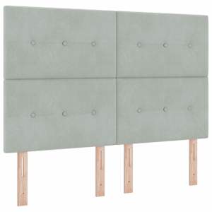 LED box pružinová postel s čelo Světle šedá 160 x 200 cm samet - obrázek 2